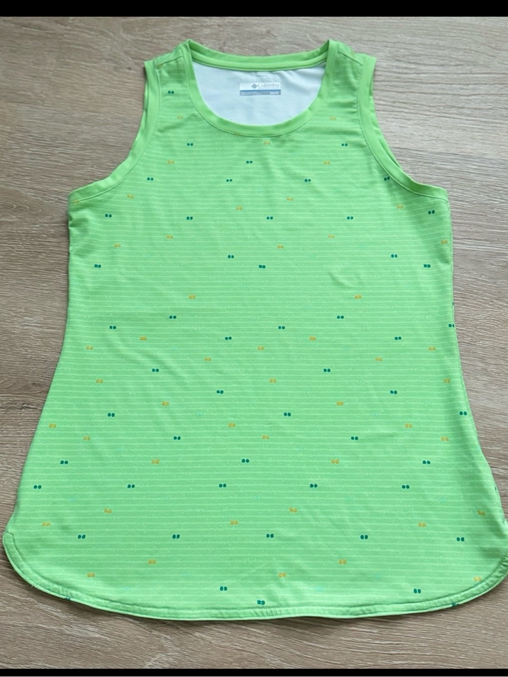 Columbia Neon Lime Sleeveless Tank with Tiny Dot Accents